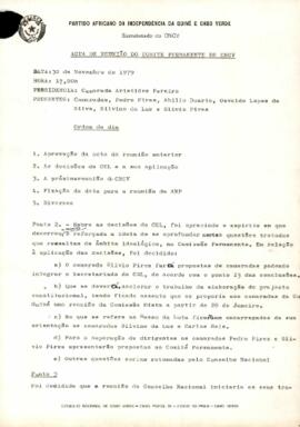 Ata de reunião do Comité Permanente do CNCV, de 30 de novembro de 1979