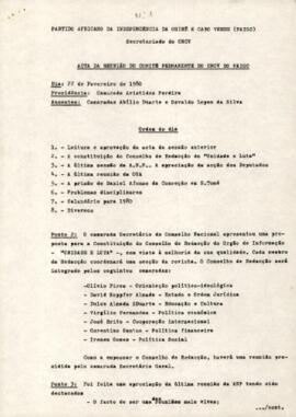 Ata da reunião do Comité Permanente do CNCV, realizada no dia 22 de fevereiro de 1980