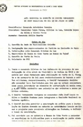 Ata resumida da reunião do Comité Permanente do CNCV, realizada no dia 13 de julho de 1979