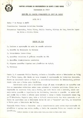 Ata n° 05, da reunião do Comité Permanente do CNCV, de 07 de março de 1980