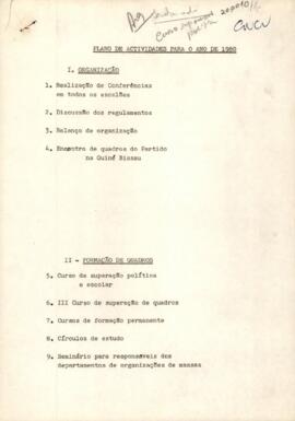 Plano de atividades para o ano de 1980 do CNCV