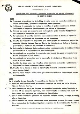 Memorando das decisões e assuntos pendentes do Comité Permanente do CNCV