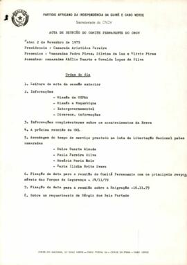 Ata da reunião do Comité Permanente do CNCV, de 2 de novembro 1979