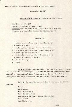 Ata da reunião do Comité Permanente do CNCV do PAIGC, de 25 de junho de 1980