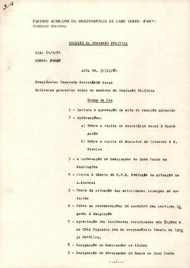 Ata nº 7/III/84, da Comissão Política do PAICV