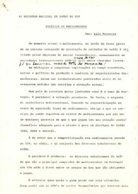 II Encontro Nacional de Saúde: Intervenção de Luís Ferreira, sobre Política de medicamento