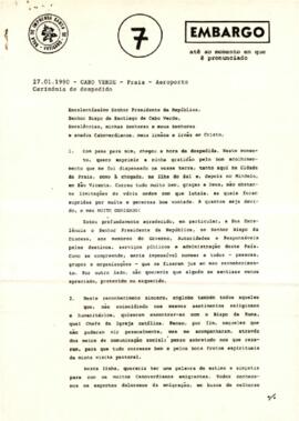 Mensagem de despedida de Sua Santidade, o Papa João Paulo II, aquando da sua visita à República de Cabo Verde