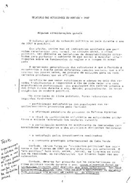 Relatório das atividades do partido - 1987