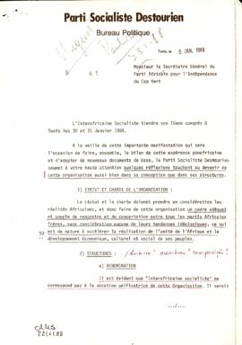 Carta do  diretor do "Parti Socialiste Destourien", Mr. Hamed Karoui