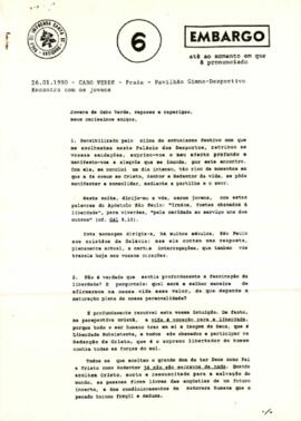 Mensagem de Sua Santidade, o Papa João Paulo II, dirigida aos jovens de Cabo Verde