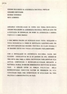 Discurso de Sua Excelência o Presidente da República, Dr. António Mascarenhas Monteiro