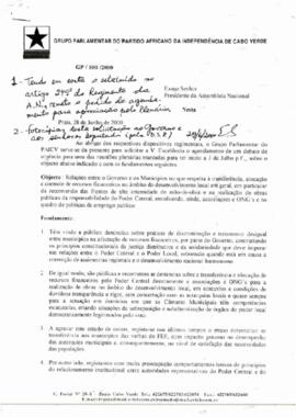 Carta ao Presidente da Assembleia Nacional do presidente do PAICV, Mário Couto Matos