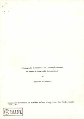 Simpósio Amílcar Cabral: A integração do movimento de libertação nacional no quadro da libertação internacional, por  Immauel Wallerstein