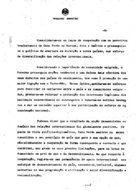 Relatório de atividade do Governo, apresentado pelo Primeiro-Ministro Pedro Pires ao Plenário da 3ª sessão Legislativa ordinária da III Legislatura da Assembleia Nacional Popular, Parte I