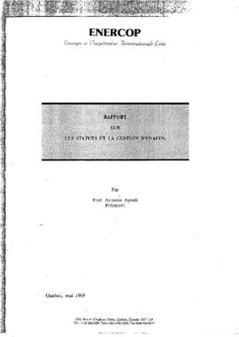 Rapport sur les status et la gestion d’ENACOL par Prof. Antoine Ayoub, Président