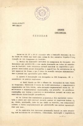 Circular confidencial,  DNP/399/77, da Comissão da Organização e Ideologia do CNCV