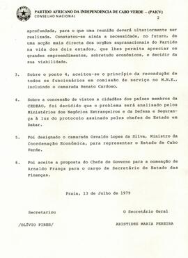 Ata resumida do Comité Permanente do CNCV  1979-07-10