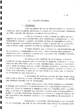 Relatório de atividades do Governo, apresentado por Sua Excelência o Primeiro-Ministro Pedro Pires, ao Plenário da 3ª Sessão Legislativa Ordinária da III Legislatura da Assembleia Nacional Popular.