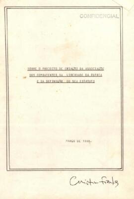 Sobre o projeto de criação da Associação dos Combatentes da Liberdade da  Pátria e da definição do seu estatuto