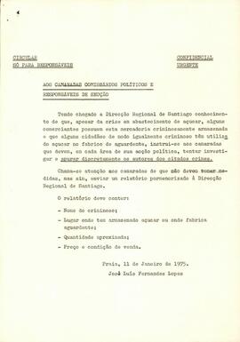 Circular confidencial dirigida aos camaradas Comissários Políticos e Responsáveis de Secção