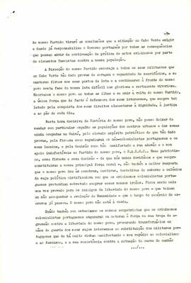 Mensagem do Secretário Geral PAIGC, camarada Aristides Pereira, por ocasião do 15° aniversário do massacre do Pidjiguiti