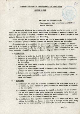 Projeto de reestruturação do funcionamento das  estruturas partidárias sem as seções, do setor do Sal