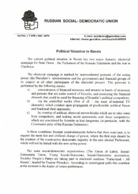 Russian Social -Democratic Union: Political Situation in Rússia