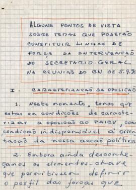 Alguns pontos de vista sobre termos que poderão constituir linhas de força da intervenção do Secretário-Geral na reunião do CN de 5.9.90