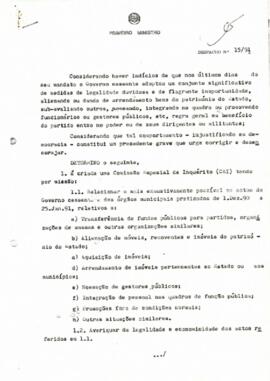 Despacho nº 15/91, do Primeiro Ministro Carlos Veiga