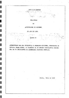 Relatório de atividades do Governo, apresentado por Sua Excelência o Primeiro-Ministro Pedro Pires, ao Plenário da 3ª Sessão Legislativa Ordinária da III Legislatura da Assembleia Nacional Popular.