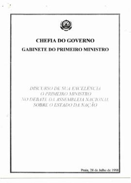 Discurso de sua Excia o Primeiro Ministro no debate da Assembleia Nacional sobre o estado da Nação