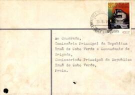 Envelope de uma carta enviada ao Comissário Principal da República de Cabo Verde e Comandante de Brigada