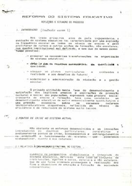 Reforma do Sistema Educativo: Reflexões e Situação do Processo