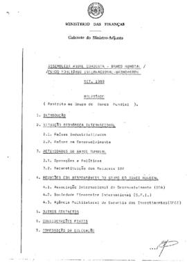 Relatório da Assembleia Anual Conjunta: Banco Mundial - Fundo Monetário Internacional