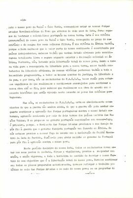Mensagem dirigida ao nosso povo da Guiné e Cabo Verde, a todos os nossos combatentes e compatriotas, pelo Secretário Adjunto do PAIGC e Presidente do Conselho de Estado, camarada Luís Cabral, por ocasião da abertura das negociações do nosso Partido com o Governo Português