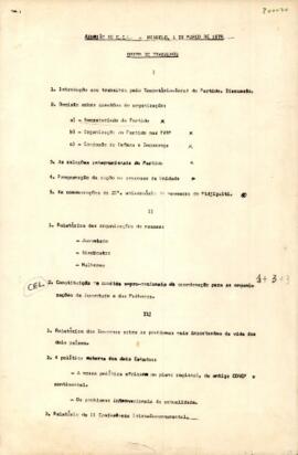 Reunião do CSL, Mindelo 1 de maio 1979: Ordem de trabalho