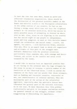Mensagem de Boas Festas do Secretário Geral do Partido, Amílcar Cabral, endereçada aos camaradas e militantes