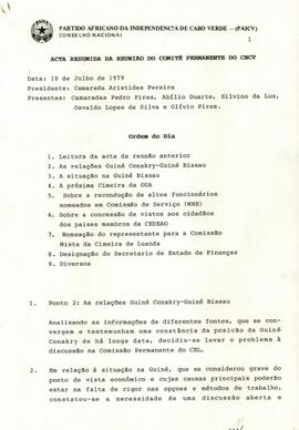 Ata resumida do Comité Permanente do CNCV  1979-07-10