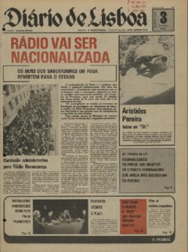 A Rádio vai ser nacionalizada: os bens dos sabotadores em fuga revertem para o Estado. Publicado no Diário de Lisboa, Ano 55, nº 18 805 (julho 1975, pág. 1.