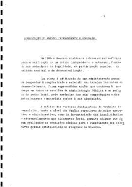 Relatório de atividades do Governo, apresentado por Sua Excelência o Primeiro-Ministro Pedro Pires, ao Plenário da 3ª Sessão Legislativa Ordinária da III Legislatura da Assembleia Nacional Popular.