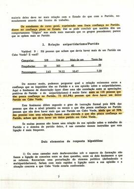 Sondagem realizada em novembro de 1988, por ocasião do III Congresso do PAICV, por Guy Massart