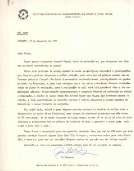 Carta nº 1207, de Aristides Pereira ao Camarada Pedro Pires