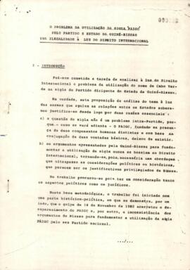 O problema da utilização da sigla "PAIGC" pelo Partido e Estado da Guiné-Bissau sua ilegalidade à luz do direito internacional