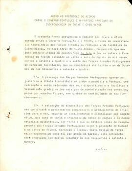 Anexo ao protocolo de acordo entre o Governo Português e o Partido Africano da Independência da Guiné e de Cabo Verde