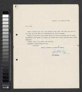 Carta datada de 07 de julho de 1969, assinada por Aristides Pereira e dirigida a Pedro Pires