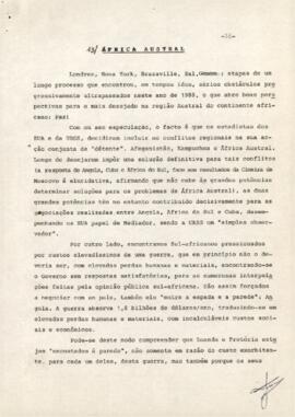 Memorando: Ponto da Situação em Relação a Algumas Questões de Política Internacional