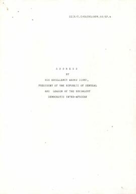 Address by his Excellence Abdou Diouf, President of the Republic of Senegal and leader of the Socialist Democratic Inter-African