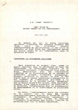 Le Cap Vert: Bref bilan de quinze années de vie indépendante