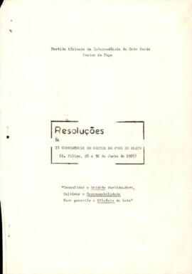 Resoluções da II Conferência do Setor do Fogo do PAICV, São Filipe 28 a 29 junho 1985