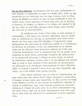 Rapport bref sur la lutte en 1971, par Amílcar Cabral, Secrétaire Général du PAIGC